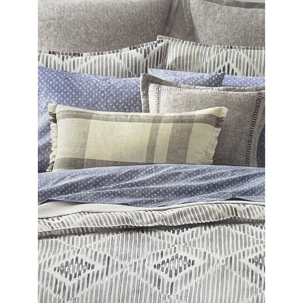 Ralph Lauren Austin Diamond Full Queen Duvet Cover + 2 Shams Grey Blue Set - Picture 3 of 10